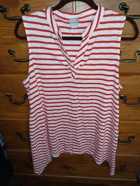Chico's  Womens Large  Striped V-Notch Sleeveless Tunic